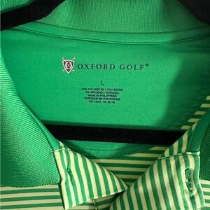 Oxford Golf Green Striped Polo Shirt for Men